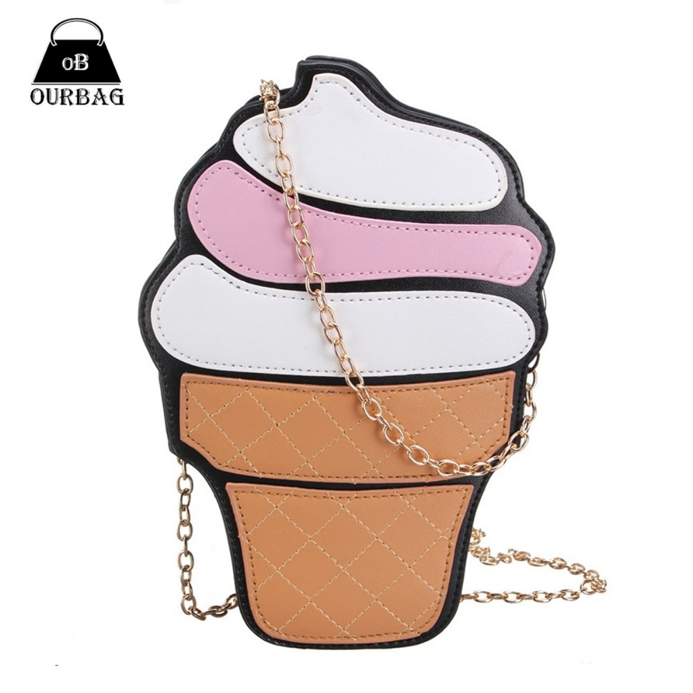 Neue Nette Damen Cupcake Eis Form Crossbody Taschen Cartoon Mode Kette Pu Leder Damen Kleine Mini Umhängetasche