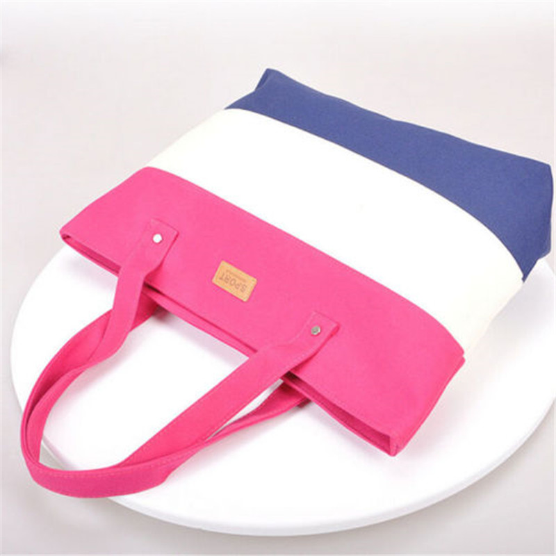 heiße Damen Damen Streifen Leinwand Schulter Umhängetasche Sommer Strand Handtasche Taschen Marke