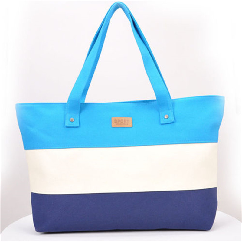 heiße Damen Damen Streifen Leinwand Schulter Umhängetasche Sommer Strand Handtasche Taschen Marke