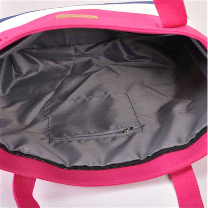 heiße Damen Damen Streifen Leinwand Schulter Umhängetasche Sommer Strand Handtasche Taschen Marke
