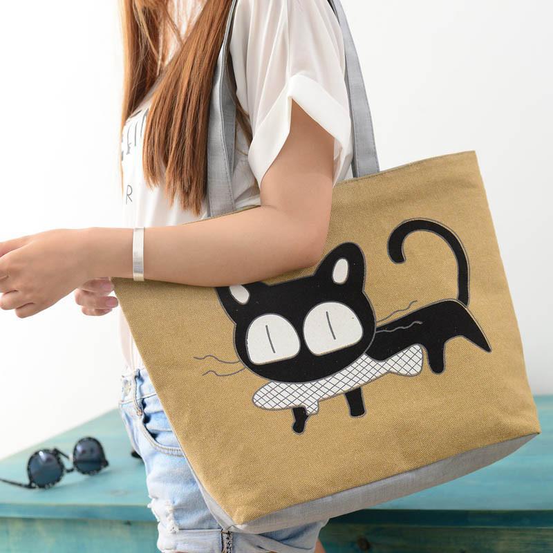 berühmte Marke Damen Handtasche Mode Weibliche Katze Damen Große Handtasche Damen Canvas Handtaschen Schulte