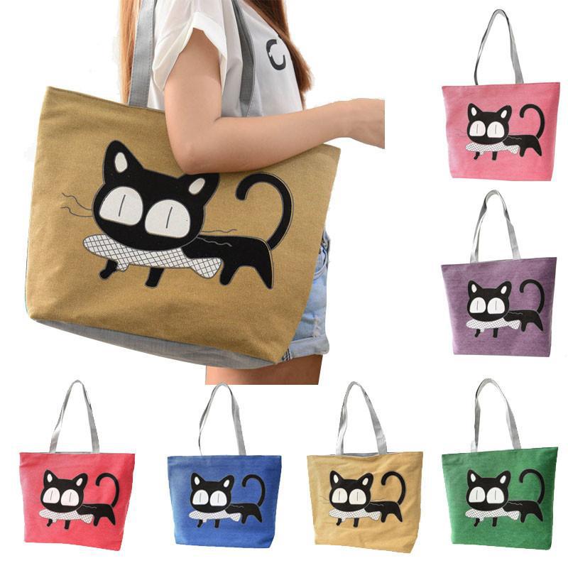 berühmte Marke Damen Handtasche Mode Weibliche Katze Damen Große Handtasche Damen Canvas Handtaschen Schulte