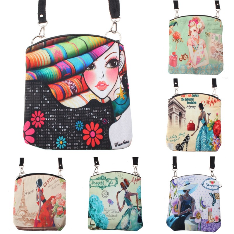 Neue Damen Messenger Bags Vintage Leinwand Druck Kleinen Europäischen Stil Mädchen Handtasche Dame Bolsas