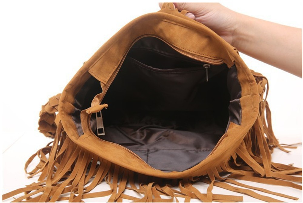 Mode Damen WildLeder Weben Quaste Umhängetasche Messenger Bag Fransen Handtaschen Hohe Qualität
