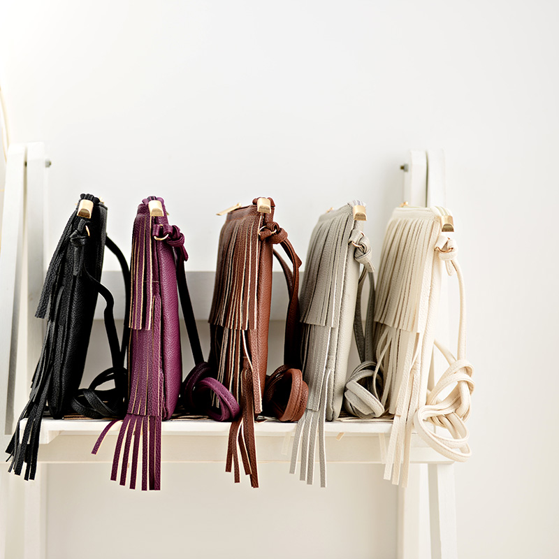 Vintage Damenschulterbeutel Pu Leder Quaste Handtaschen Reißverschluss Umhängetasche Dame Mode Umhänget