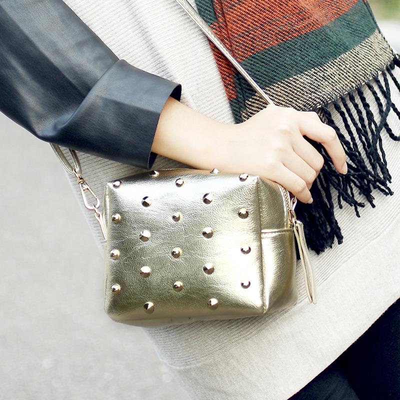 niet Damen Taschen Mode metall Tasche Punk Mini Crossbody Tasche Damen Umhängetasche Groß Genug