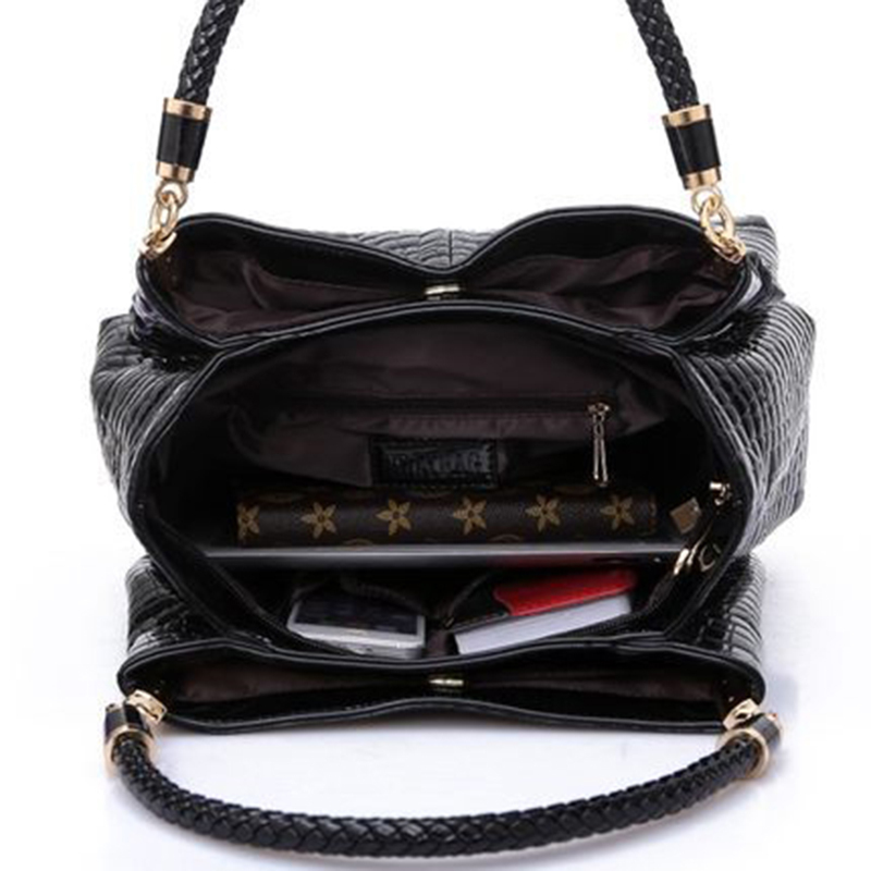 Alligator Leder Damen Handtasche Taschen De Couro Mode Berühmte Marken Umhängetasche Schwarze Tasche Damen