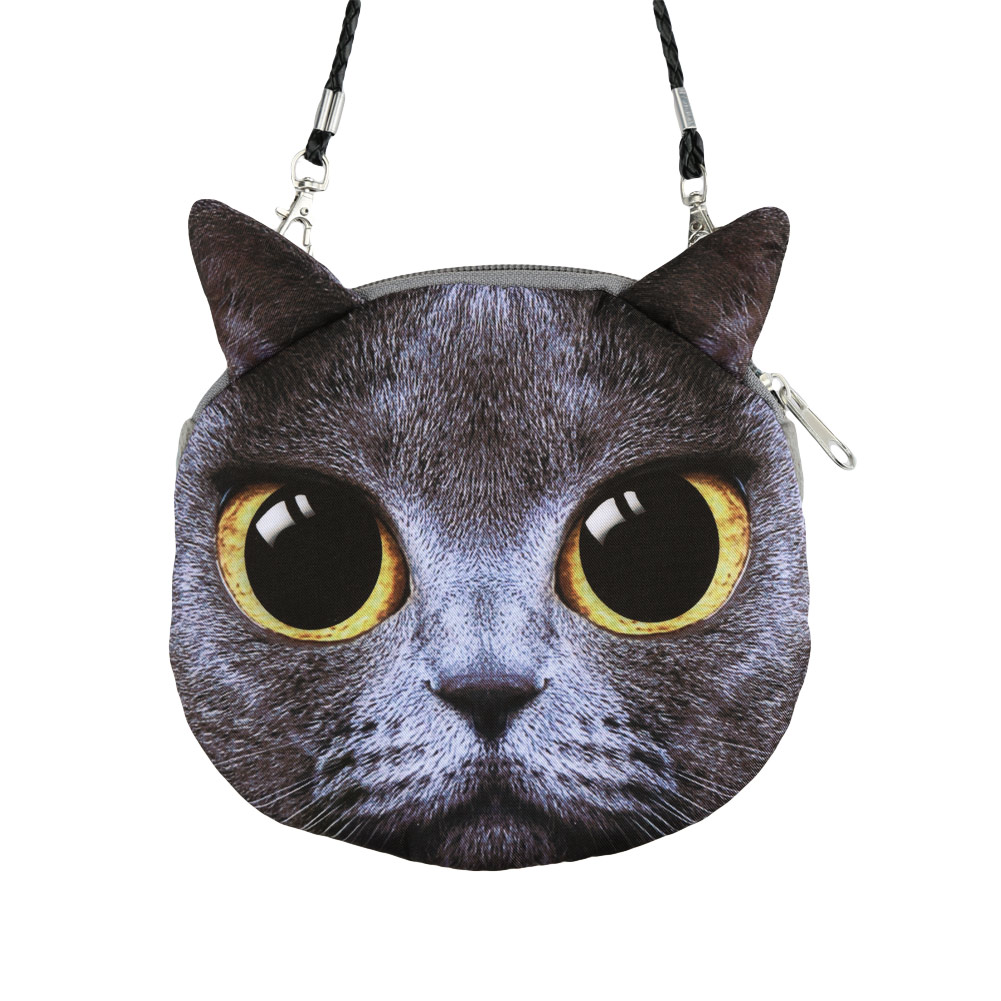 Neue Mode Damen Niedlich Schulter Tasche Katze Gesicht Tasche Karikaturdruck Reißverschluss Messenger Tasche Geld