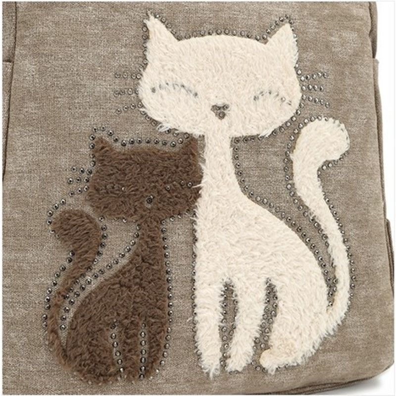 Damen Handtasche Tasche mit nette katze Appliques tragbare mode Damen kleine Taschen