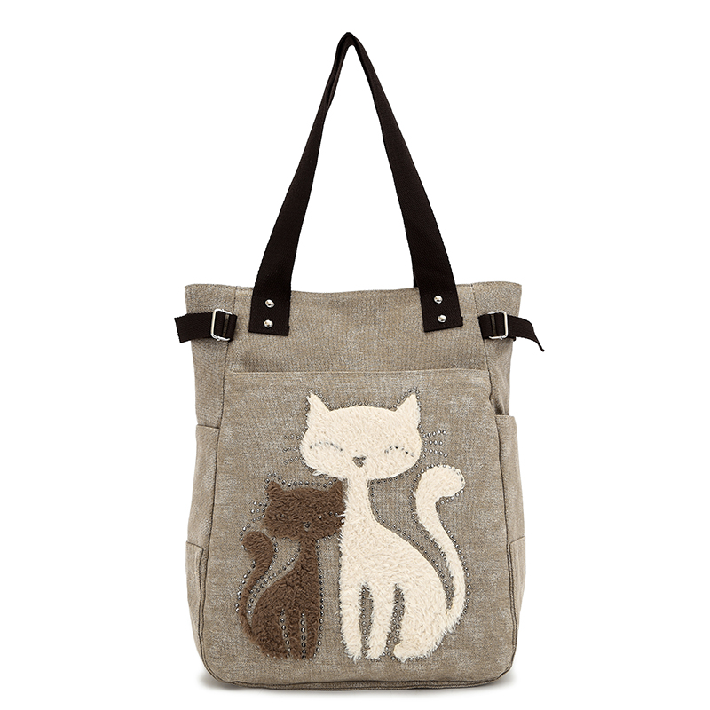 Damen Handtasche Tasche mit nette katze Appliques tragbare mode Damen kleine Taschen