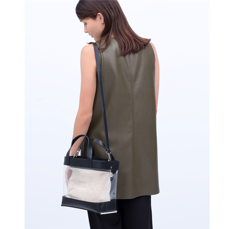Neue angekommene ZA Tasche Damen transparent eimer Handtasche sets Spanien design Damen Schultertasche