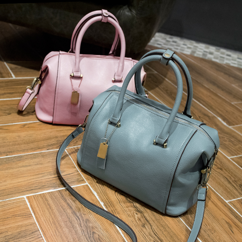 Damen Leder Boston Tasche neue europäische Boston Handtasche einfarbig RindsLeder Damen Messenger Bag