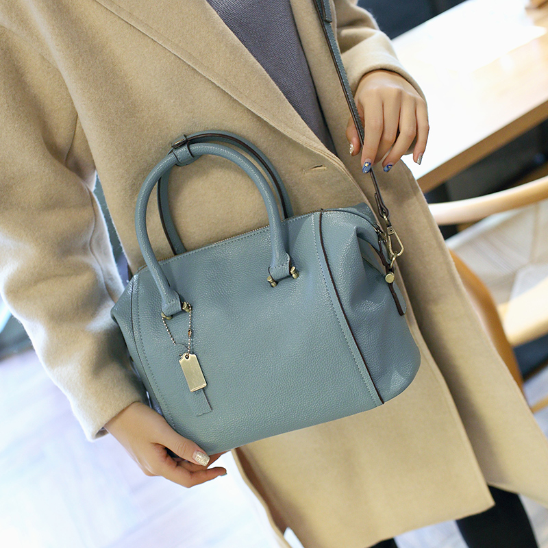 Damen Leder Boston Tasche neue europäische Boston Handtasche einfarbig RindsLeder Damen Messenger Bag