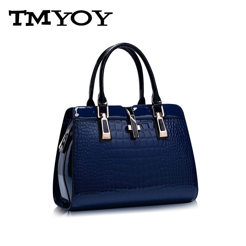 Marke Qualität Krokoprägung lackLeder Tote Tasche Damen Handtaschen aus Leder Damen messenger bags