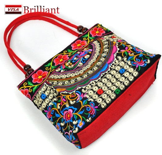 Chinesischen Stil Baumwolle Tasche Damen Handtasche Stickerei Ethnische Sommer Mode Handgefertigten Blumen Damen