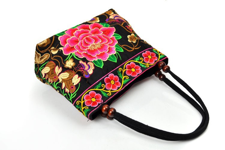 Chinesischen Stil Baumwolle Tasche Damen Handtasche Stickerei Ethnische Sommer Mode Handgefertigten Blumen Damen