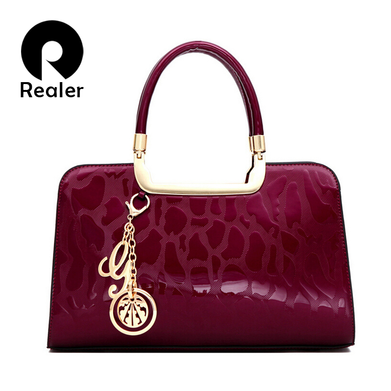 Marke Damen lackLeder Handtaschen Damen messenger Schultertasche für Damen tote beiläufige anhänger Kette