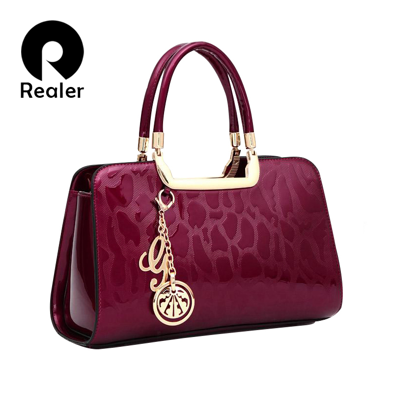 Marke Damen lackLeder Handtaschen Damen messenger Schultertasche für Damen tote beiläufige anhänger Kette