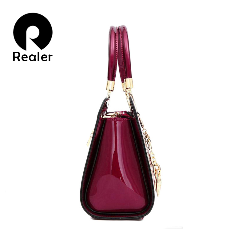 Marke Damen lackLeder Handtaschen Damen messenger Schultertasche für Damen tote beiläufige anhänger Kette