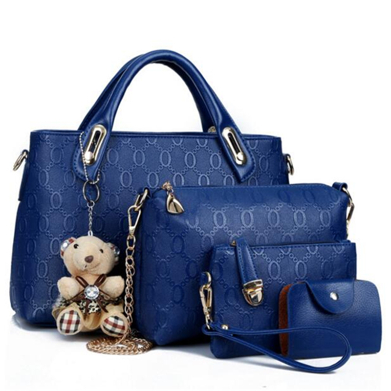 Berühmte Marke Damen Tasche Mode Damen Messenger Bags Handtaschen Leder Weiblichen Beutel 4 stück Set