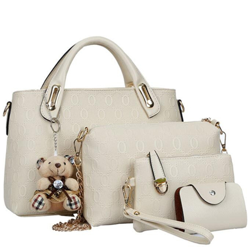 Berühmte Marke Damen Tasche Mode Damen Messenger Bags Handtaschen Leder Weiblichen Beutel 4 stück Set
