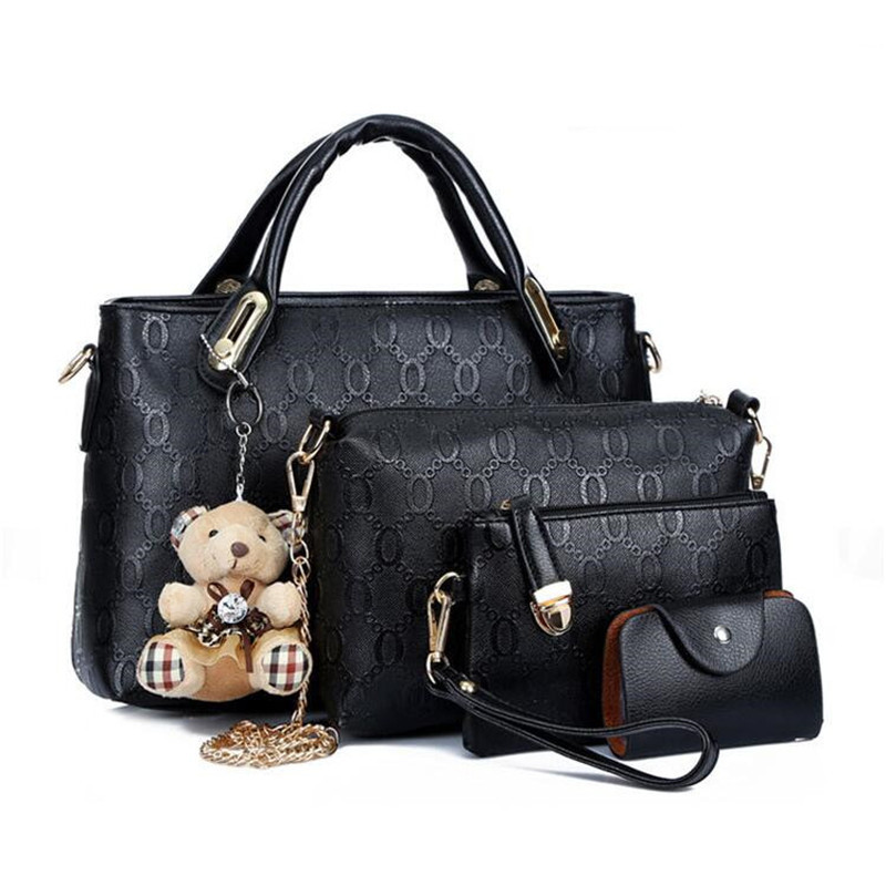 Berühmte Marke Damen Tasche Mode Damen Messenger Bags Handtaschen Leder Weiblichen Beutel 4 stück Set