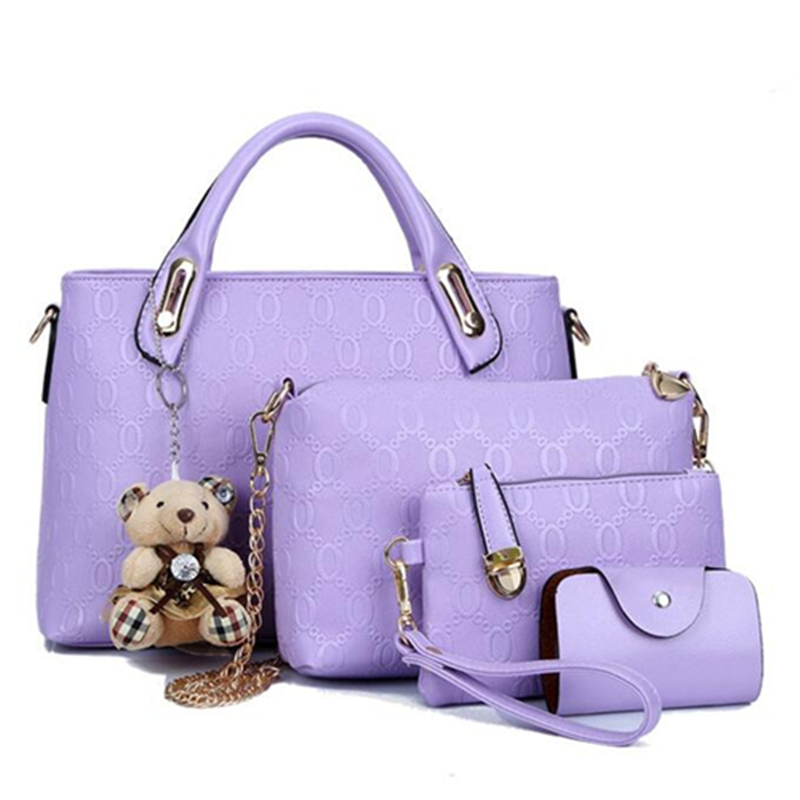 Berühmte Marke Damen Tasche Mode Damen Messenger Bags Handtaschen Leder Weiblichen Beutel 4 stück Set
