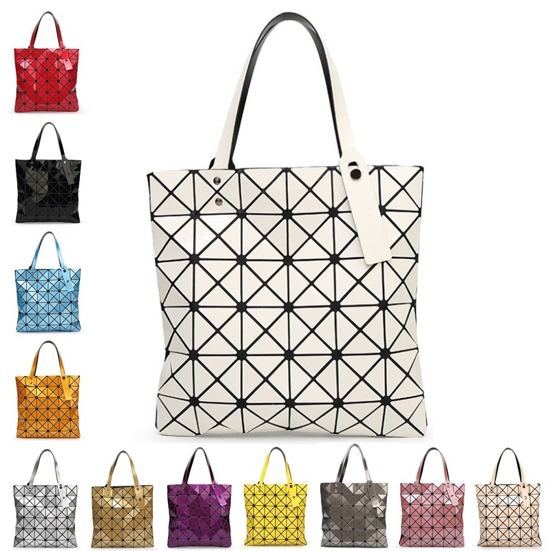 Weibliche Gefaltet Geometrische Plaid Tasche Damen Mode Lässig Top Griff Tasche Verzerrung Paket Umhängetasche