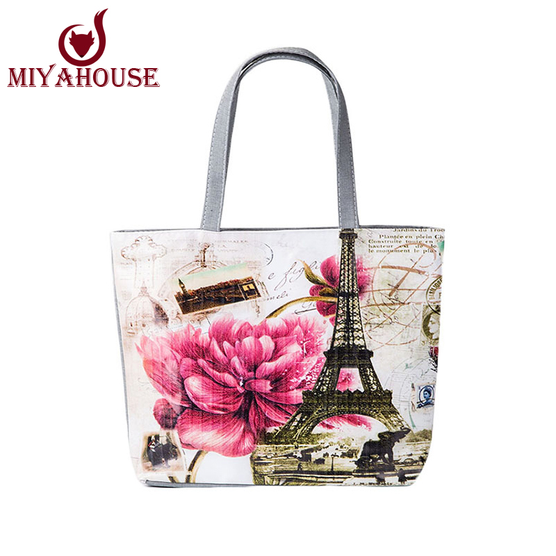 Damen Leinwand Mode Weibliche Strandtasche Großen Kapazität Schulter EinkaufenHandtasche Lässig Floral