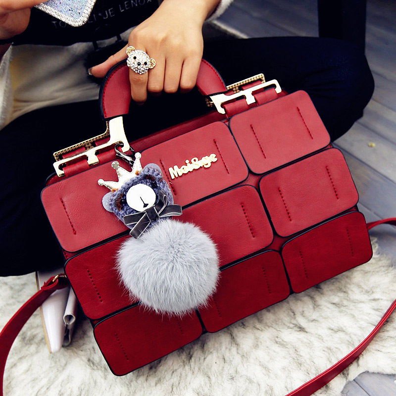 Die neue frühjahr sommer Damen Tasche naht Boston Tasche geneigten schulterbeutel Damen Leder Handtaschen