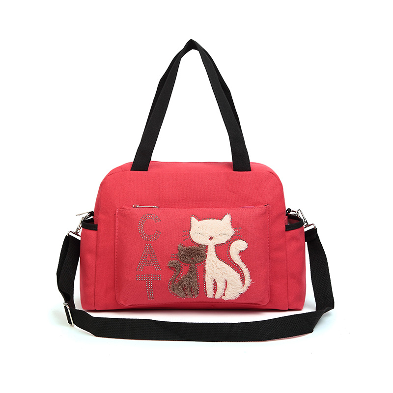 Damen Handtaschen Einfarbig Tasche Mode Damen Umhängetasche Mit Nette Katze Appliques Tragbare Große