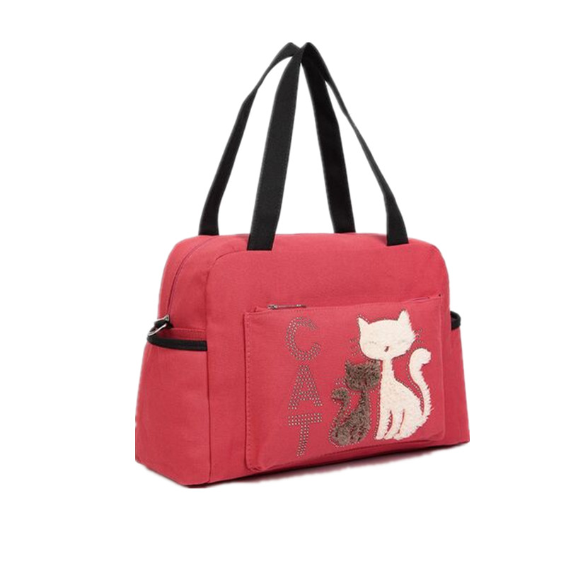 Damen Handtaschen Einfarbig Tasche Mode Damen Umhängetasche Mit Nette Katze Appliques Tragbare Große