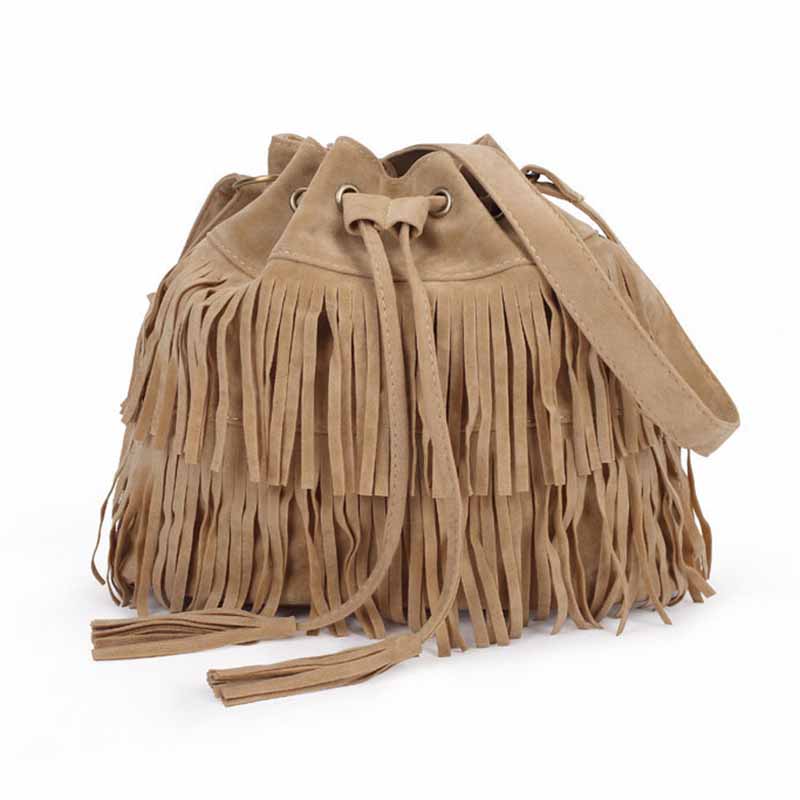 neue Hotsale Günstigeren preis förderung Quaste dame eimer Taschen Faux WildLeder Leder Umhängetaschen