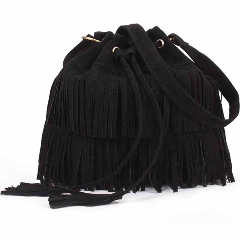neue Hotsale Günstigeren preis förderung Quaste dame eimer Taschen Faux WildLeder Leder Umhängetaschen