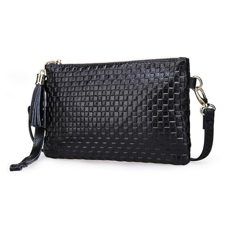 heiße Damen quaste plaid geprägtes Leder messenger bags kleine kupplung eine schulter Taschen echtem Leder