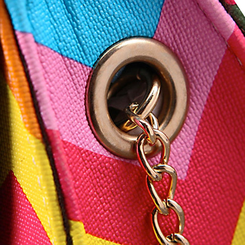 New Fashion Women Brand Bag Rainbow Color Stripes Ladies Rivet leather Crossbody Shoulder bag Party bags Messenger bag