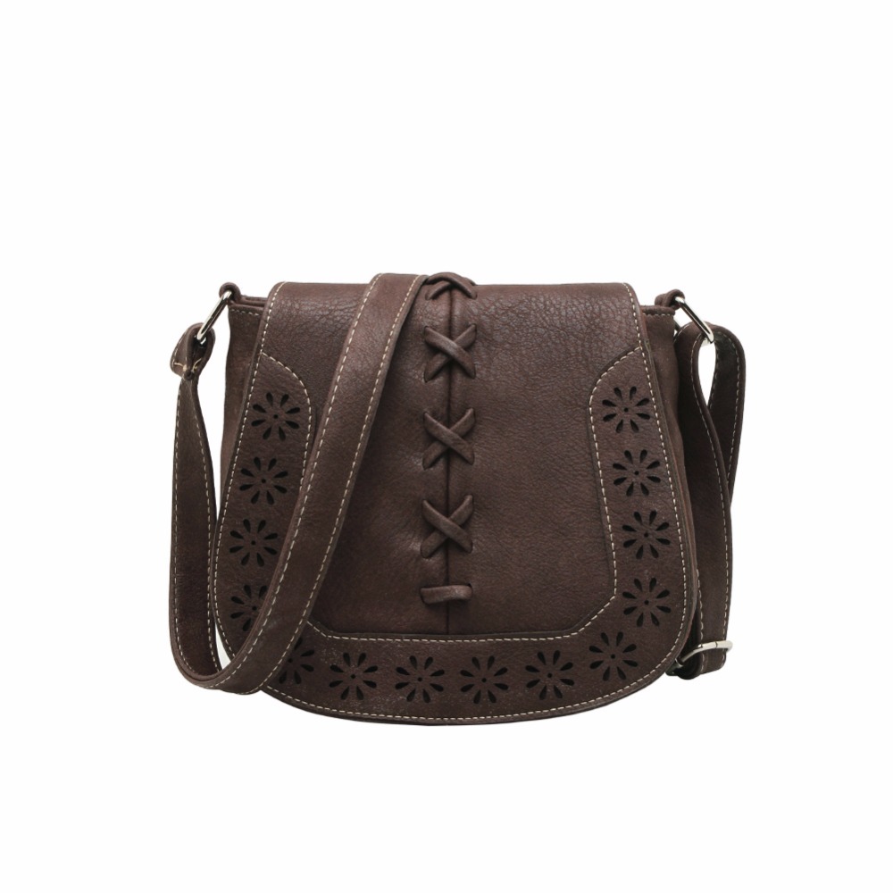 Neue Modemarke Damen Leder Handtaschen Retro Aushöhlen Crossbody Umhängetasche Auszuhöhlen Damen Vintage