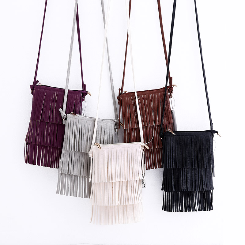 Vintage Mini Quaste Taschen Damen Umhängetasche Dame Crossbody Handtasche Kleine Telefon Tasche Bolsa Feminina
