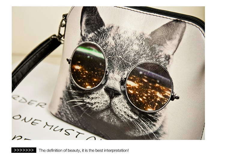 heißer verkauf Katzen drucken Damen Handtasche shell bag Damen pu Leder Umhängetasche Damen kleine Tasche