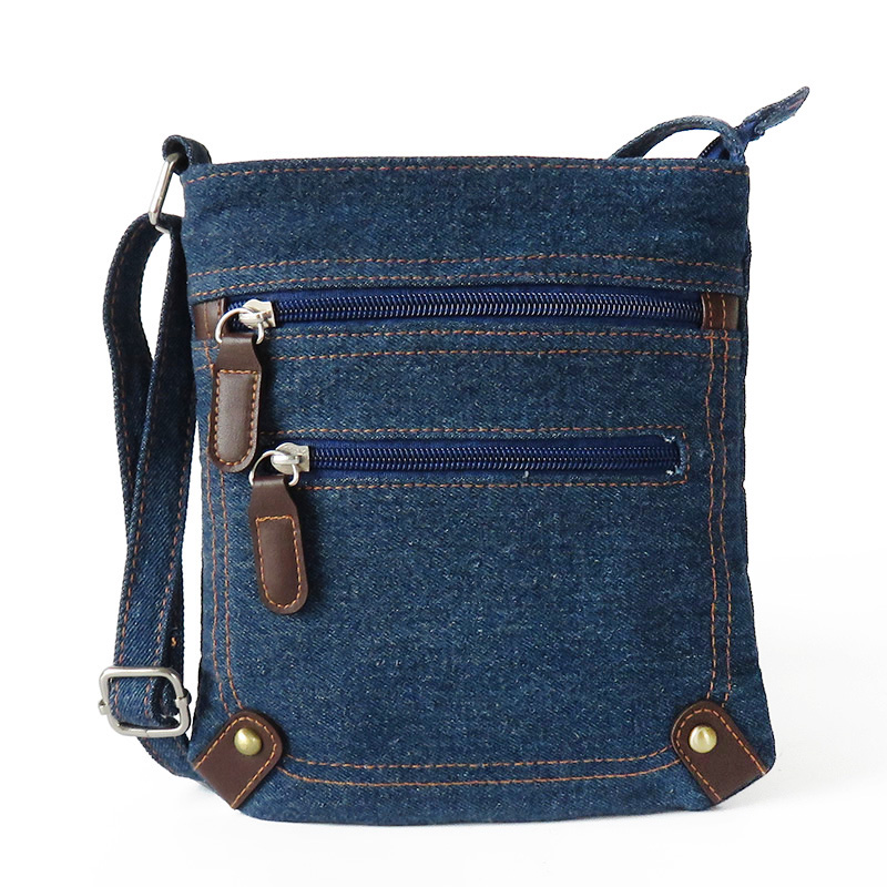 Damen Denim Messenger Taschen Damen Mini kleine Umhängetasche Vintage Rivet Schulranzen Damen Crossbody Sling