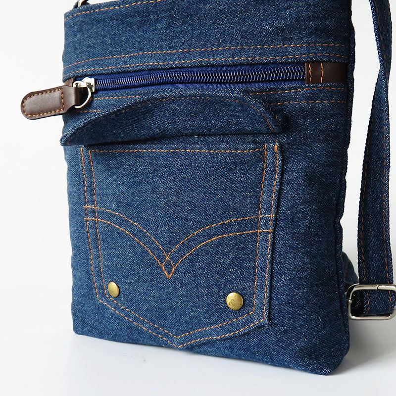 Damen Denim Messenger Taschen Damen Mini kleine Umhängetasche Vintage Rivet Schulranzen Damen Crossbody Sling