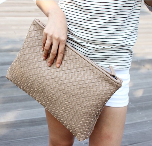 Mode Stricken Damen Handtasche Pu Leder Damen Umschlag Clutch Abendtasche Kupplungen Handtaschen Schwarz
