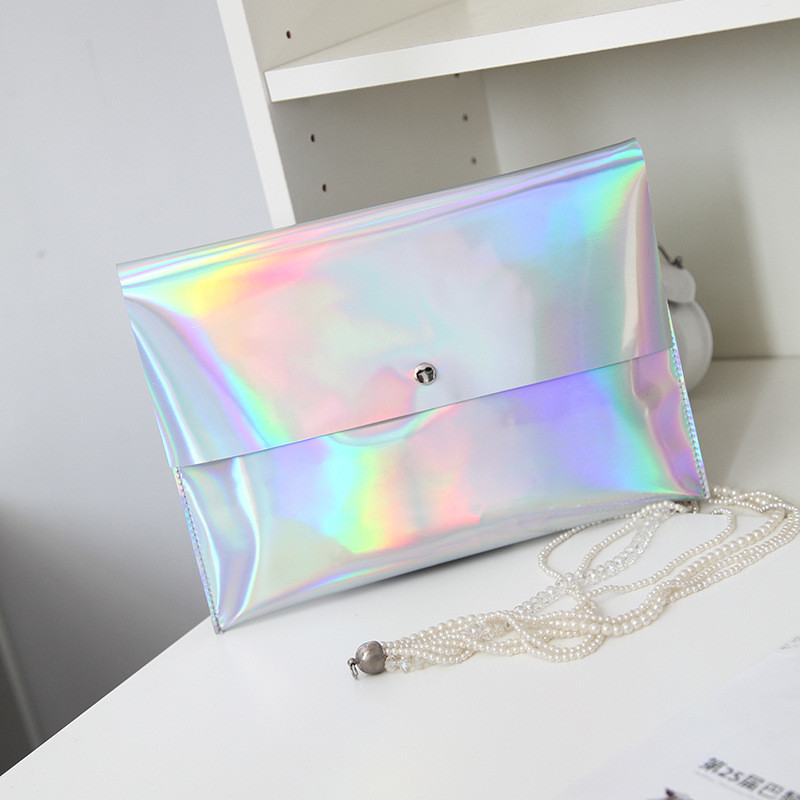Damen Mode Dazzling Glitter Funkelnde Kupplung Hangbag Laser Silber Casual Umschlag Clutch Abendtasche Bolsas Feminin