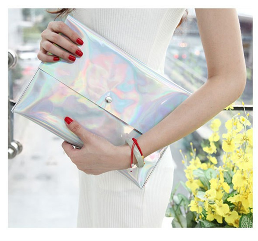 Damen Mode Dazzling Glitter Funkelnde Kupplung Hangbag Laser Silber Casual Umschlag Clutch Abendtasche Bolsas Feminin