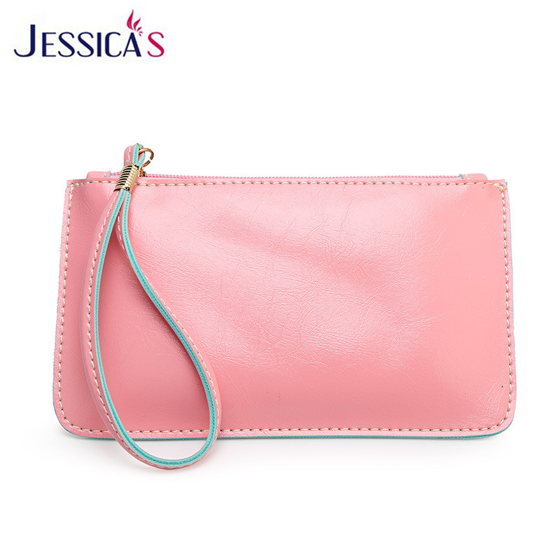 Macaron Candy Farben Oilwax Leder Geldbörse für Damen Casual Tageskupplung Wristlets Brieftasche