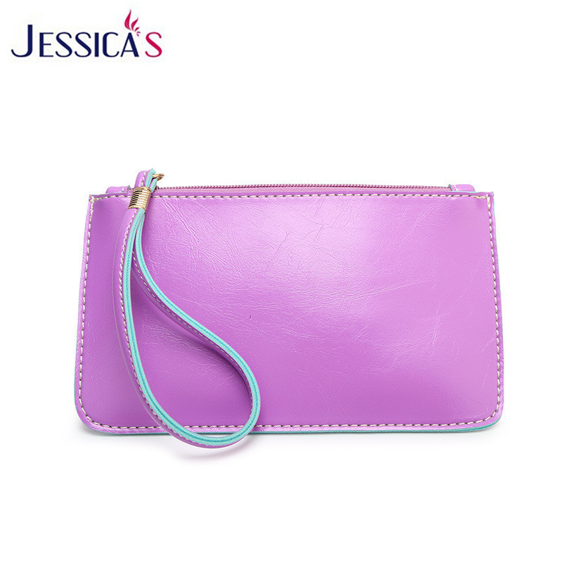 Macaron Candy Farben Oilwax Leder Geldbörse für Damen Casual Tageskupplung Wristlets Brieftasche