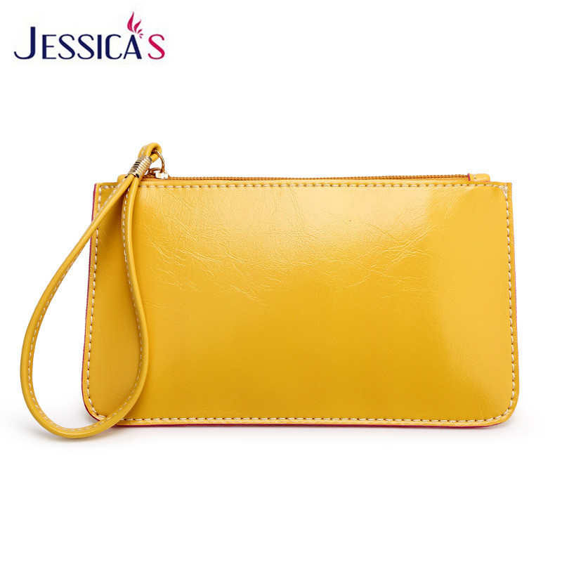 Macaron Candy Farben Oilwax Leder Geldbörse für Damen Casual Tageskupplung Wristlets Brieftasche