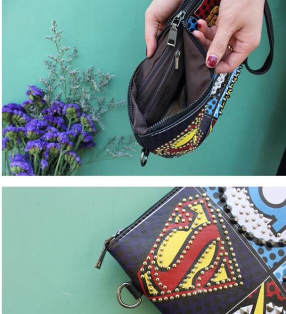 neue Mode Punk Stil Damen Taschen Niet Handtaschen Schulter Messenger Bags Umschlag Geldbörse Top Qualität