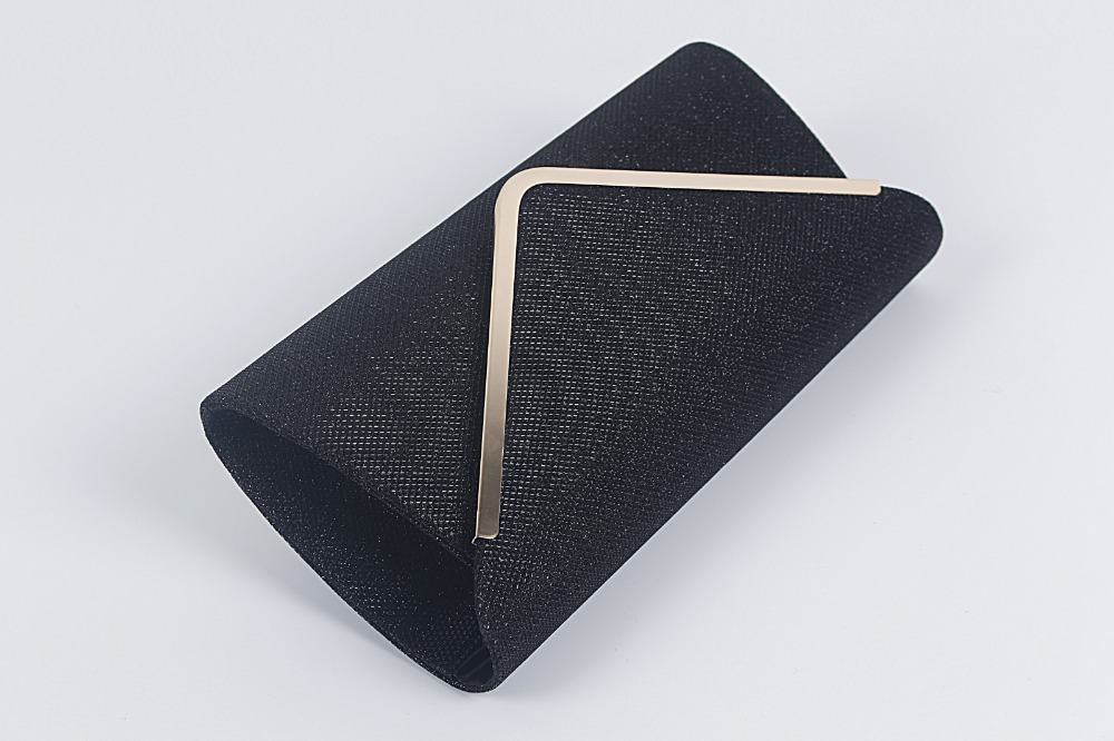 schulter schwarz silber farbe dame mode V metallKette design glitter glanz hülle Tasche clutch elelgant Handtasche