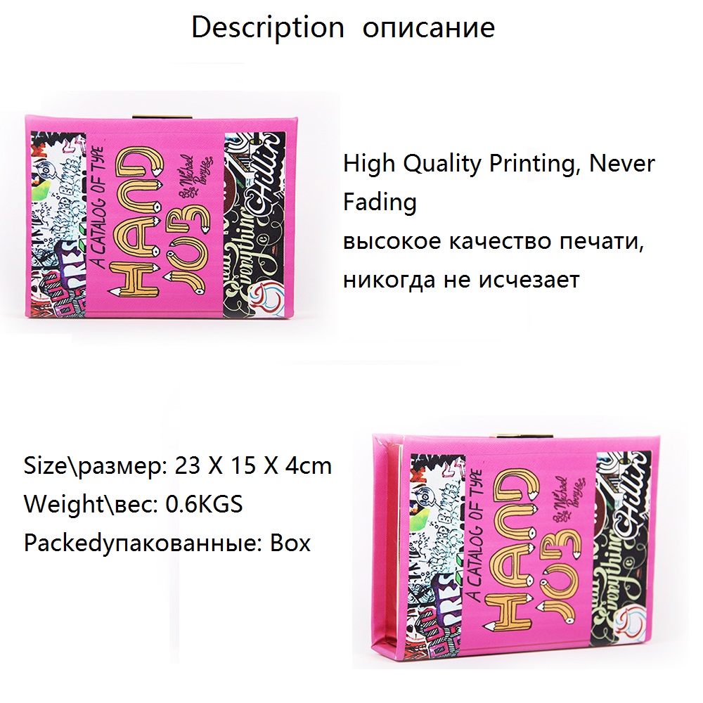 Designer Geisha Moby Dick Tagebuch Box Clutch Buch Tasche Damen Casual Metall Tag Erfasst Schultertasche Crossbody